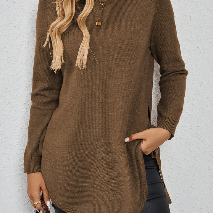 Wilhelmina | Women's Relaxed Side Slit Longline Sweater