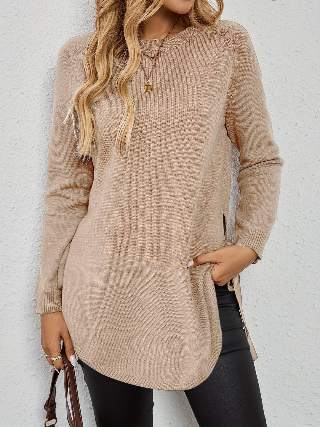 Wilhelmina | Women's Relaxed Side Slit Longline Sweater
