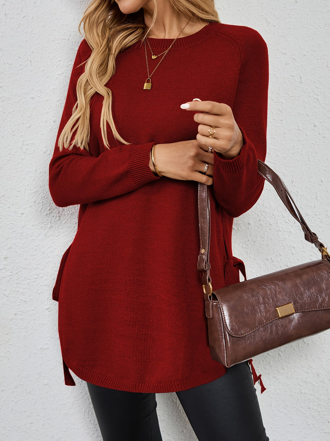 Wilhelmina | Women's Relaxed Side Slit Longline Sweater