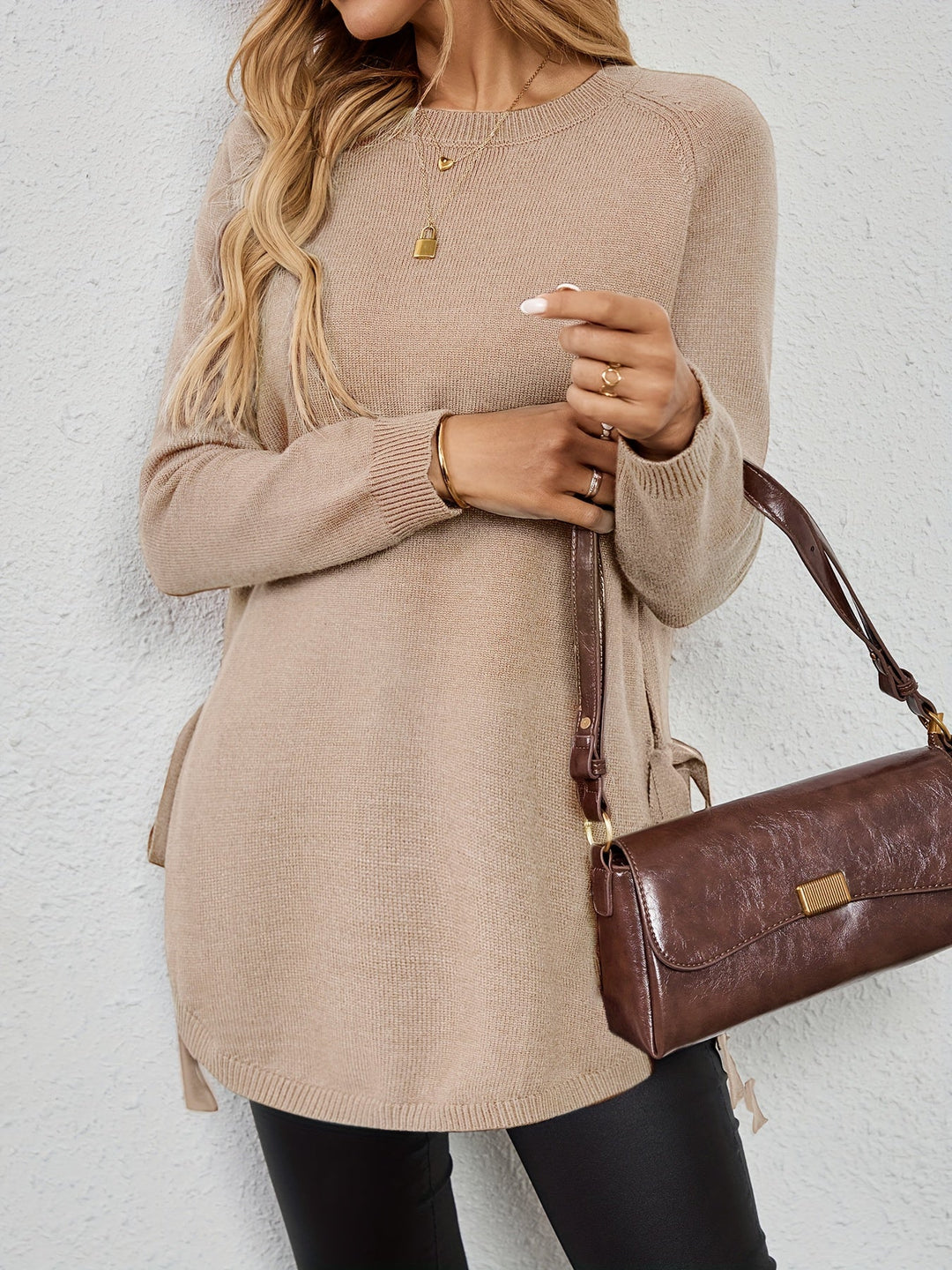 Wilhelmina | Women's Relaxed Side Slit Longline Sweater