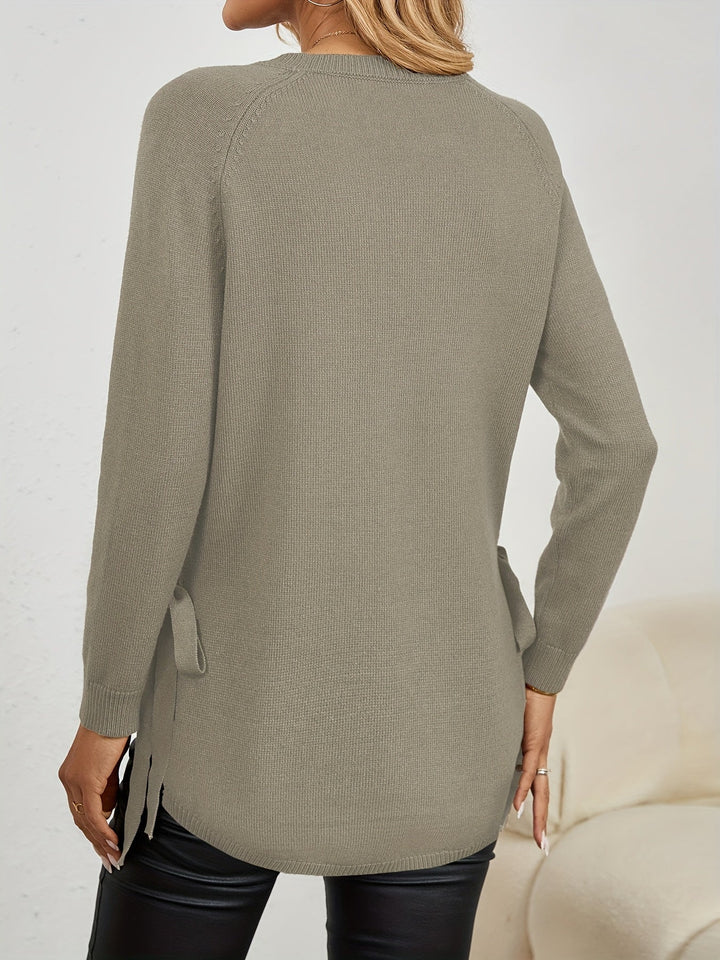 Wilhelmina | Women's Relaxed Side Slit Longline Sweater
