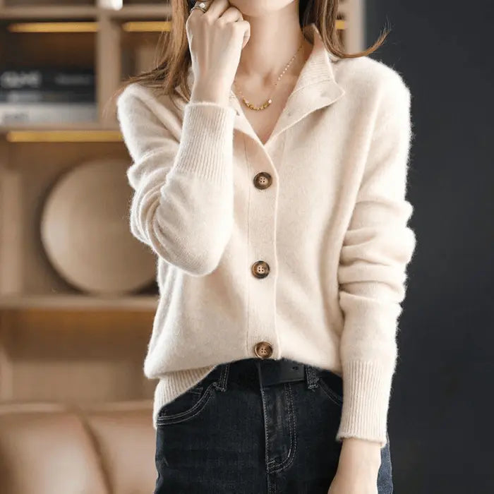 Adeline | Women's Fitted Collared Button Front Cardigan