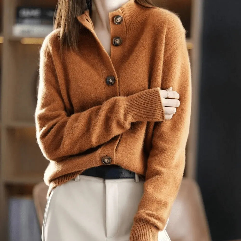 Adeline | Women's Fitted Collared Button Front Cardigan