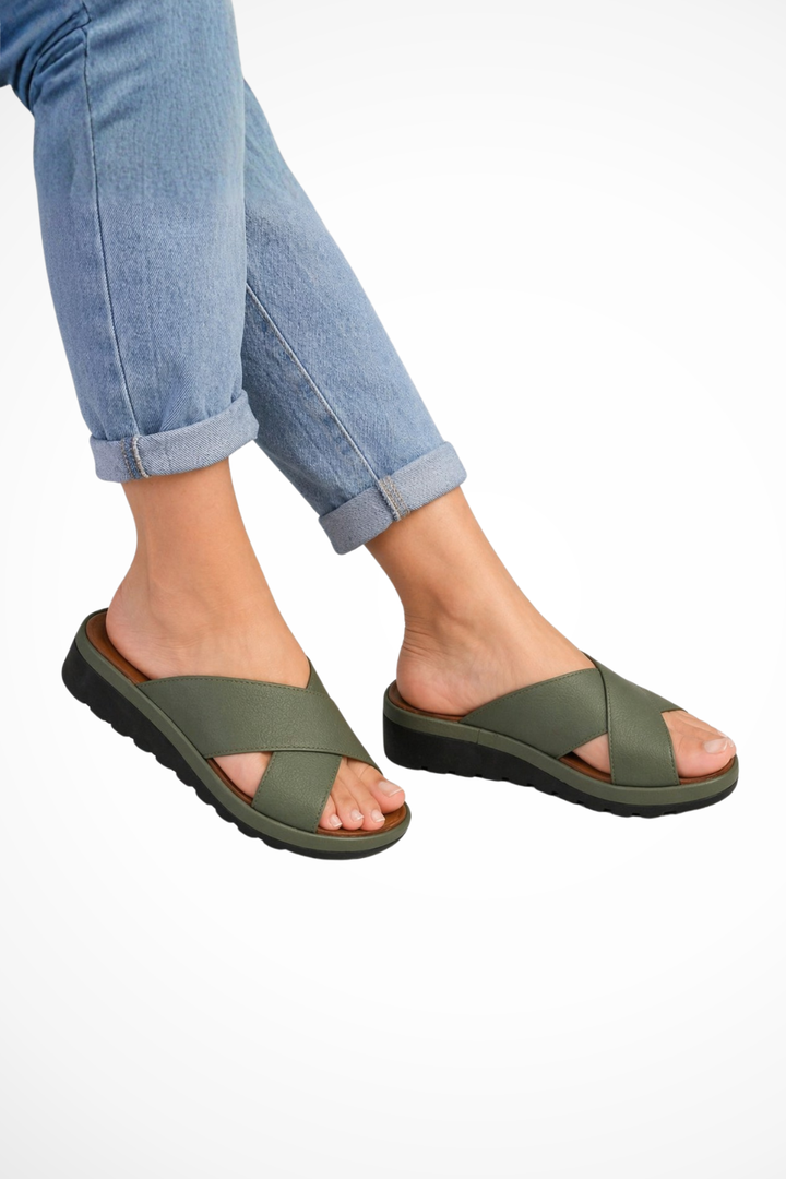 Adrienne | Women's Crossover Strap Slip-On Orthopedic Platform Sandals