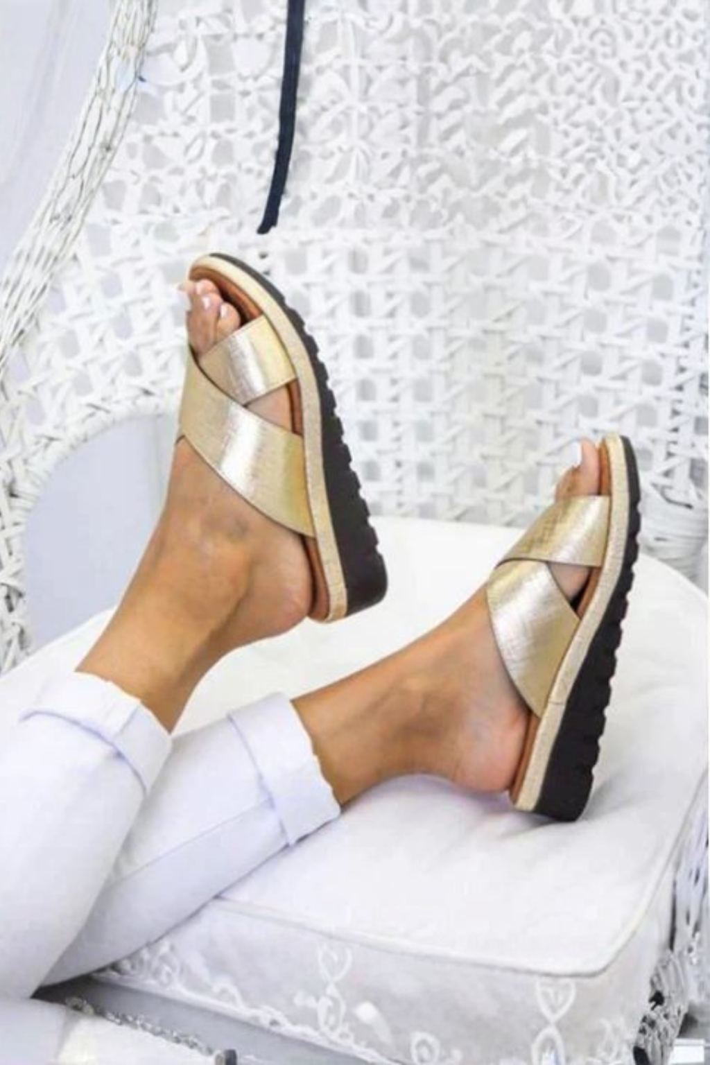 Adrienne | Women's Crossover Strap Slip-On Orthopedic Platform Sandals