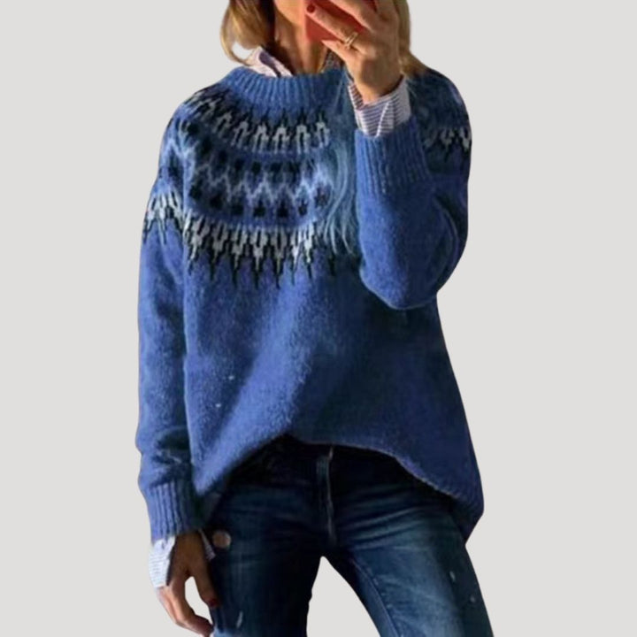 Annika | Women's Patterned Yoke Long Sleeve Sweater