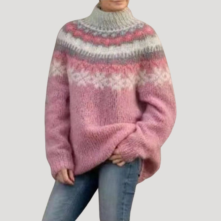 Annika | Women's Patterned Yoke Long Sleeve Sweater