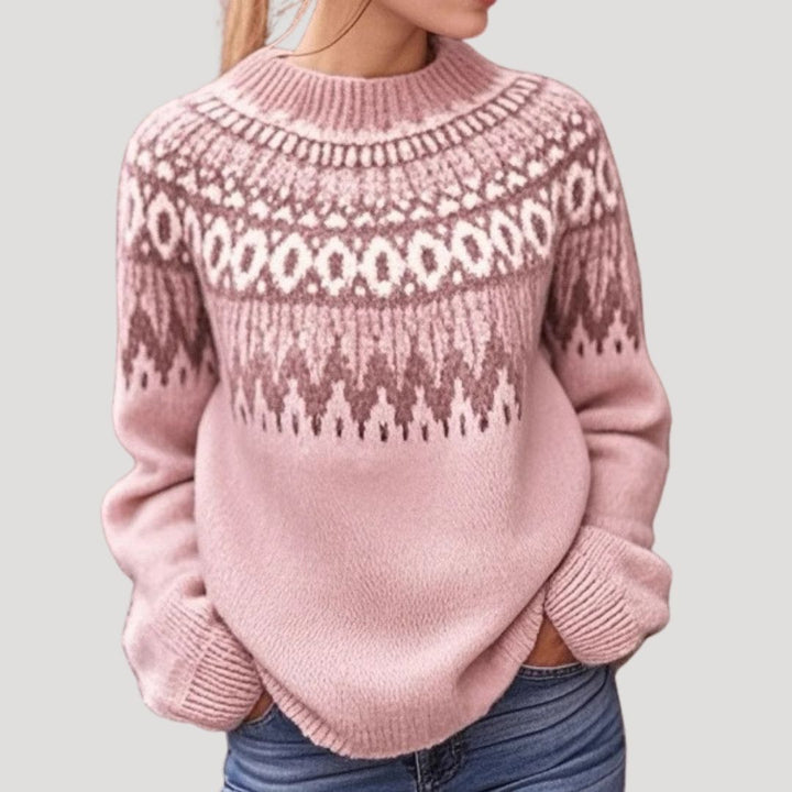 Annika | Women's Patterned Yoke Long Sleeve Sweater