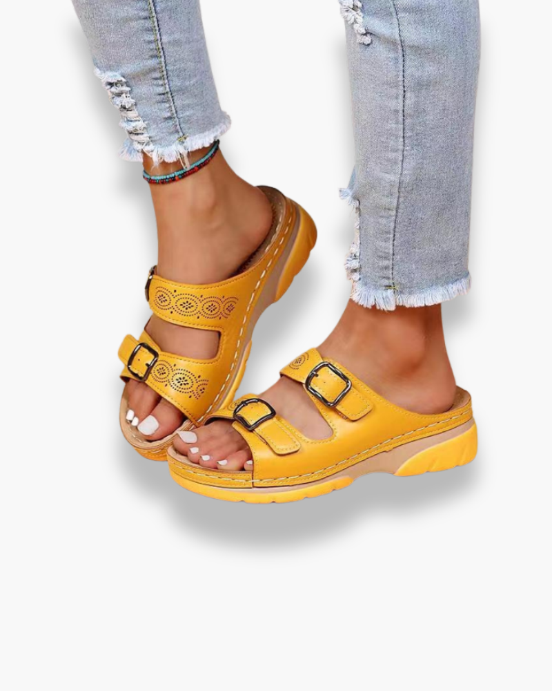 Beatrix | Women's Adjustable Double Buckle Orthopedic Platform Sandals