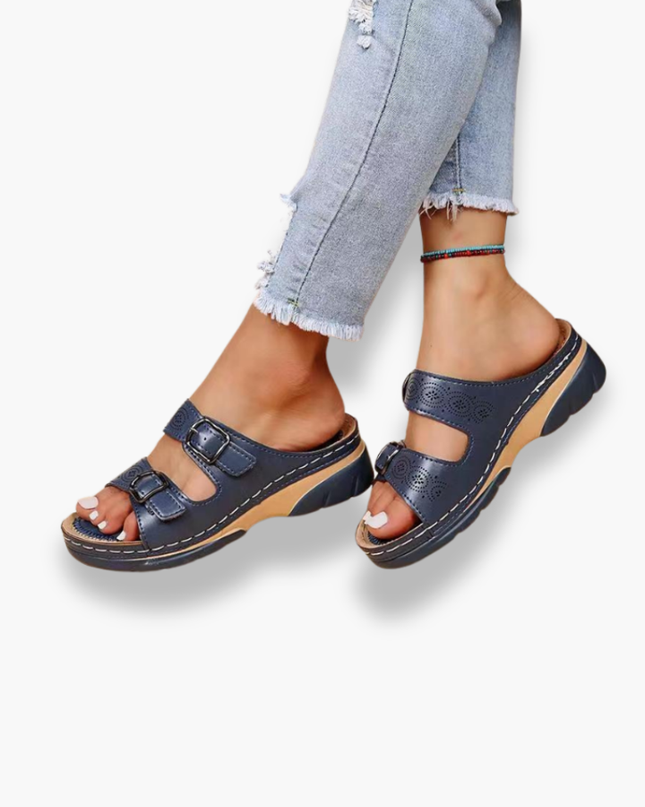 Beatrix | Women's Adjustable Double Buckle Orthopedic Platform Sandals