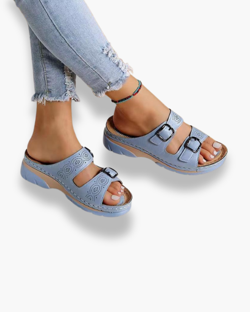 Beatrix | Women's Adjustable Double Buckle Orthopedic Platform Sandals