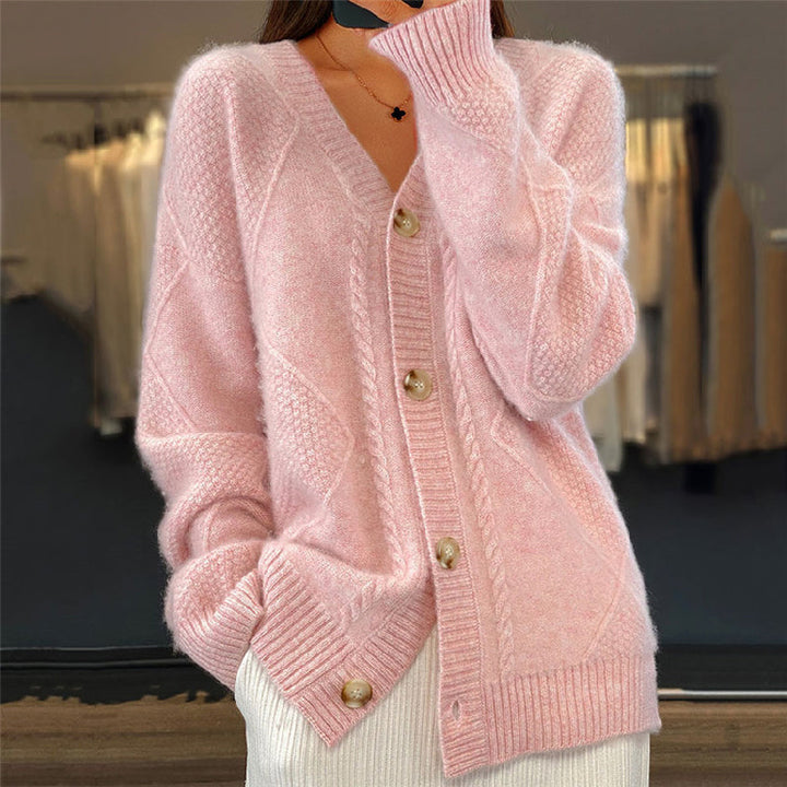 Camille | Women's Cable Knit V-Neck Cardigan