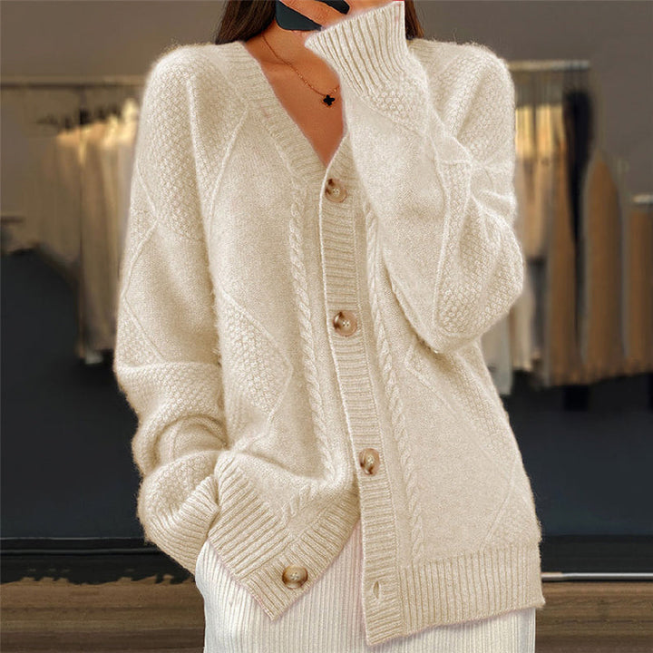 Camille | Women's Cable Knit V-Neck Cardigan