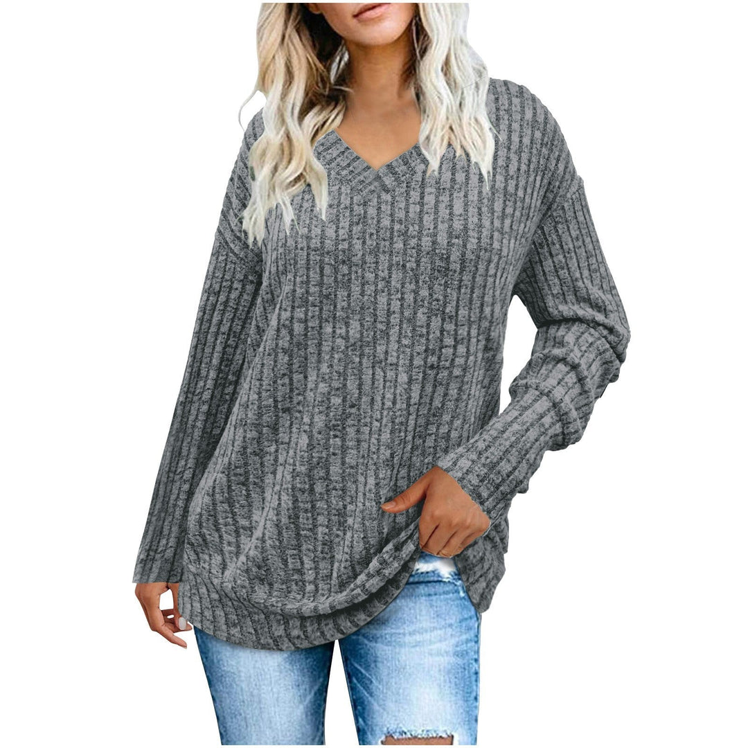 Camille | Women's Ribbed V-Neck Long Sleeve Sweater