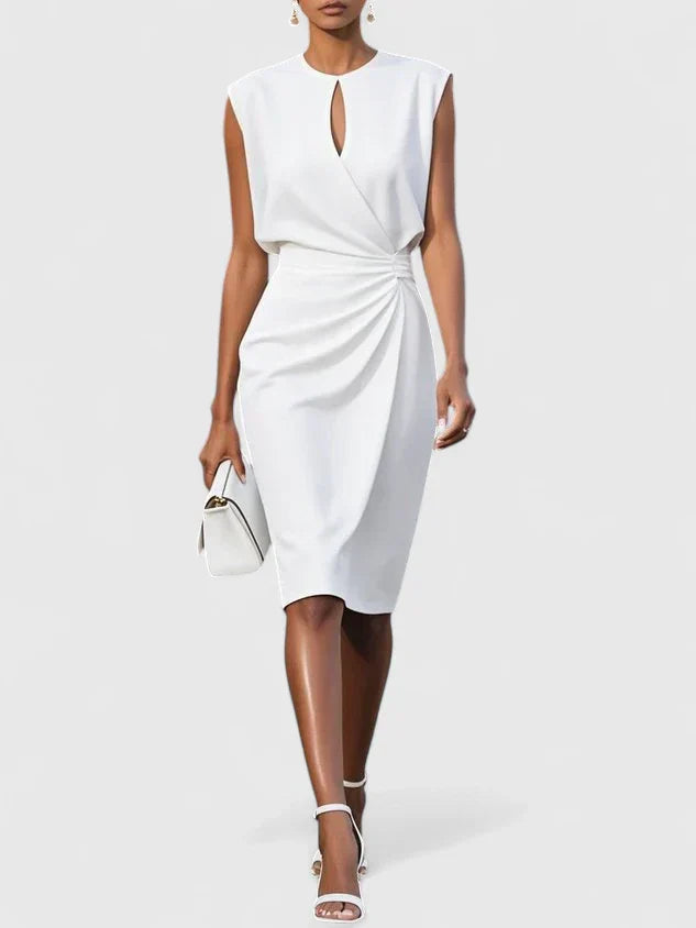 Celeste | Women's Homecoming Keyhole-Neck Ruched Midi Dress