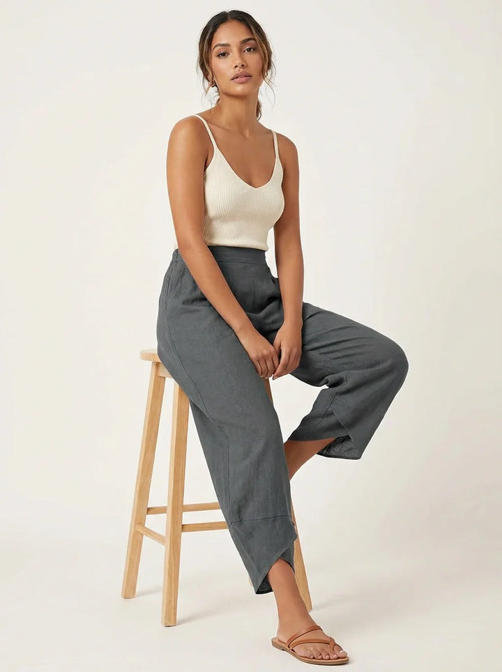 Chloe | Women's Casual Hem Linen Capri Pants