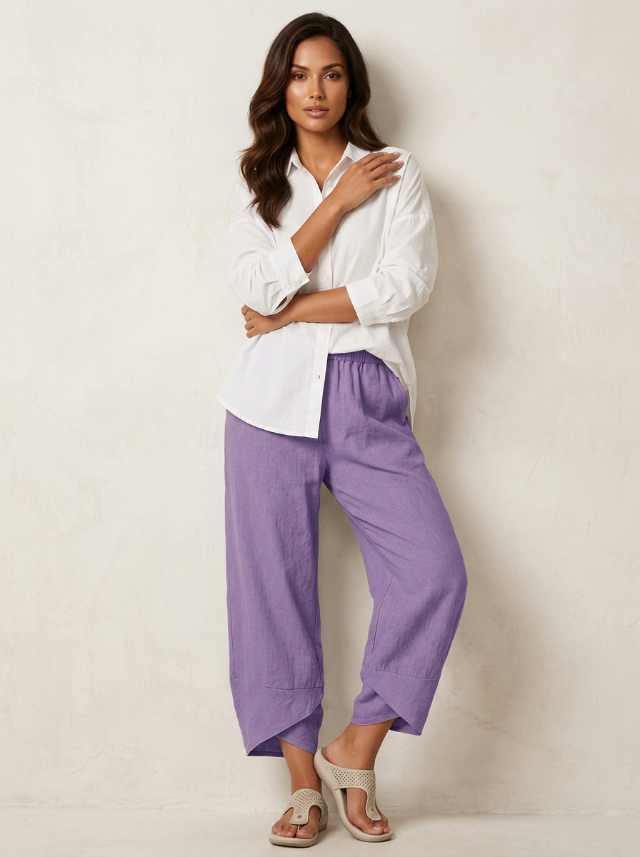Chloe | Women's Casual Hem Linen Capri Pants