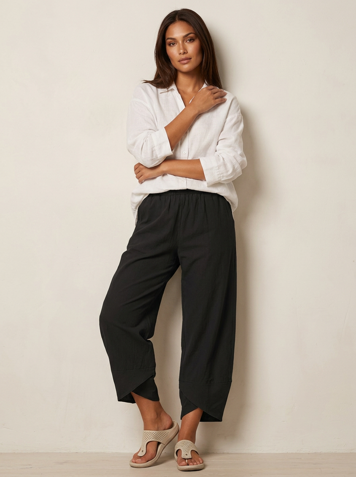 Chloe | Women's Casual Hem Linen Capri Pants