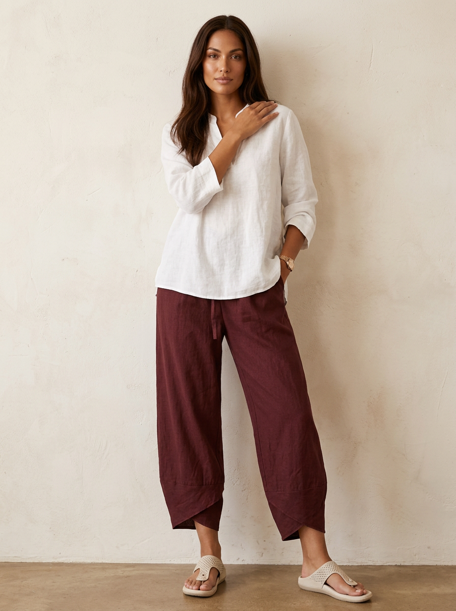 Chloe | Women's Casual Hem Linen Capri Pants