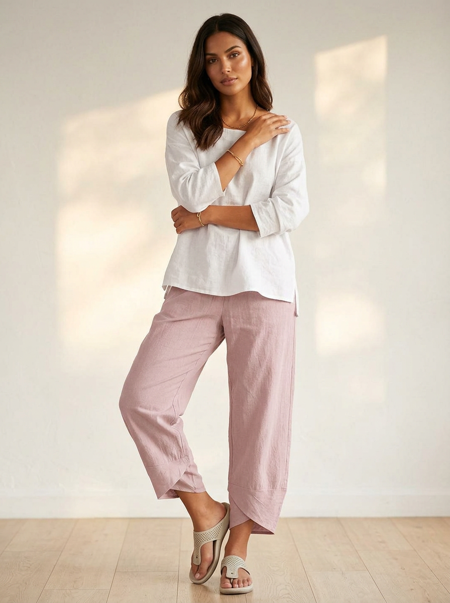 Chloe | Women's Casual Hem Linen Capri Pants