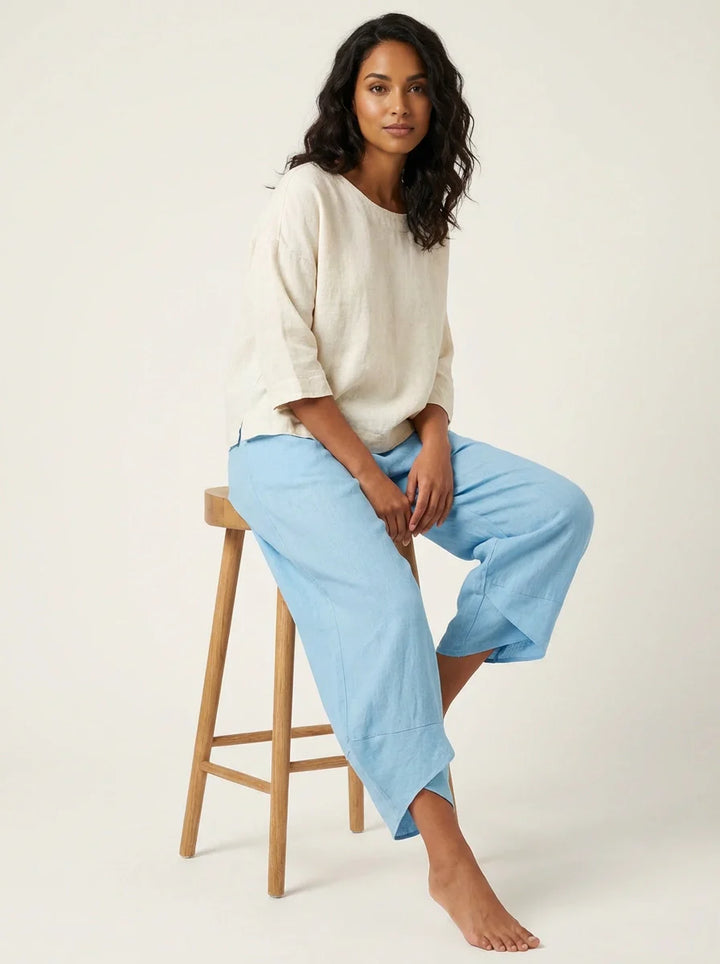 Chloe | Women's Casual Hem Linen Capri Pants