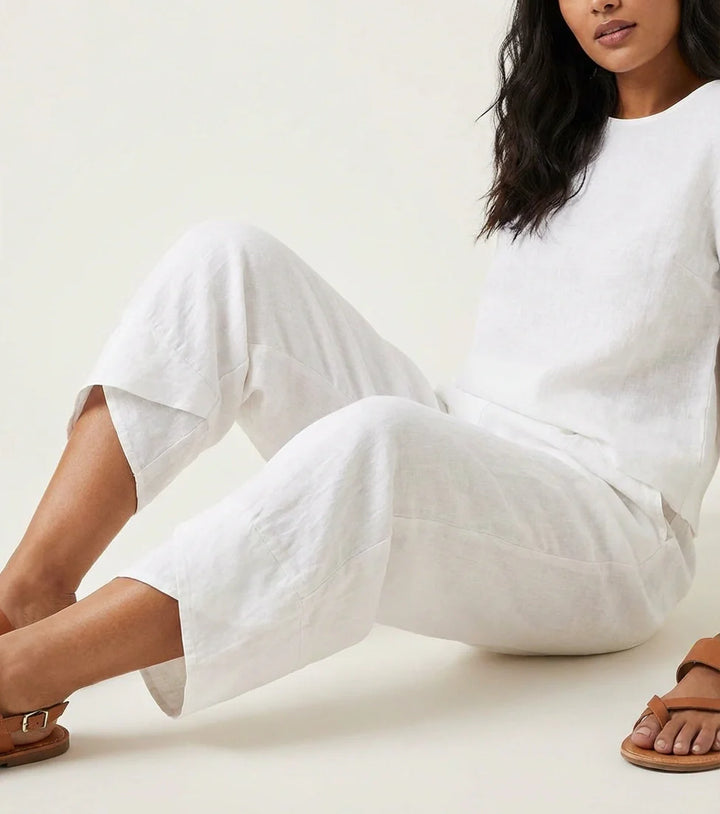 Chloe | Women's Casual Hem Linen Capri Pants