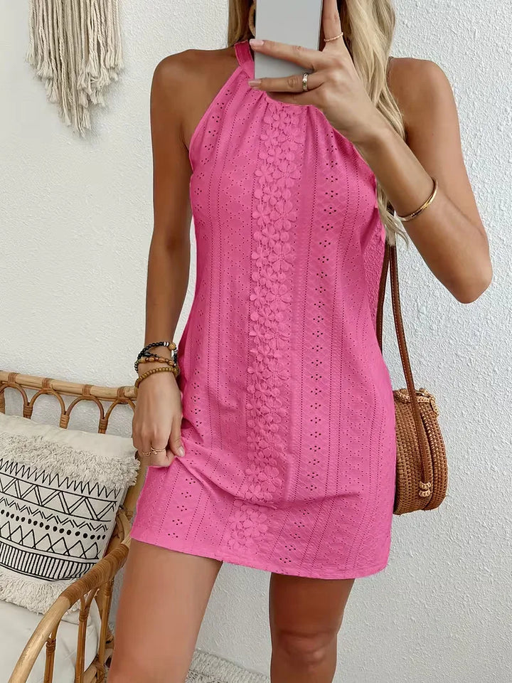 Clara | Women's Boho Flower Halter Neck Mini Dress