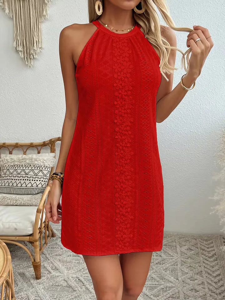 Clara | Women's Boho Flower Halter Neck Mini Dress