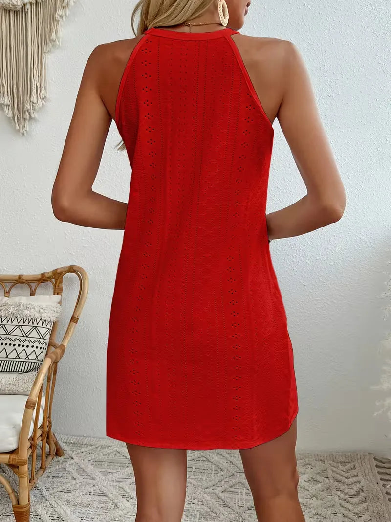 Clara | Women's Boho Flower Halter Neck Mini Dress