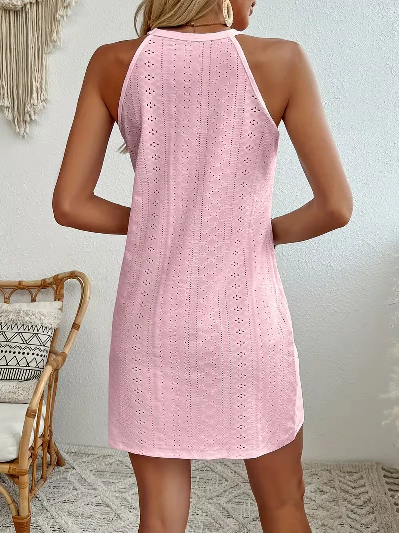 Clara | Women's Boho Flower Halter Neck Mini Dress