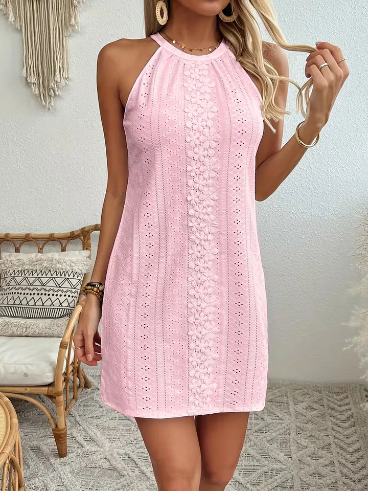 Clara | Women's Boho Flower Halter Neck Mini Dress