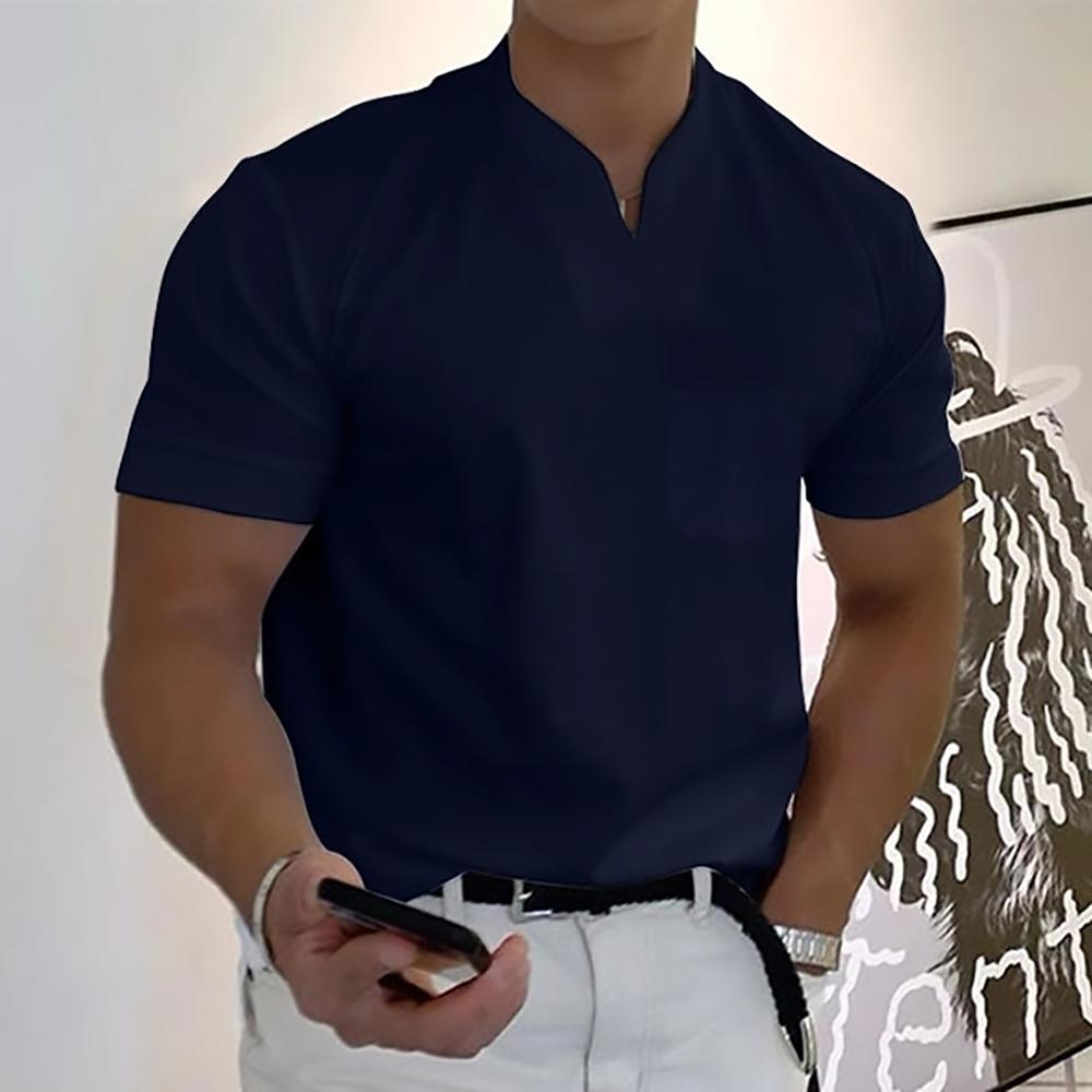 Declan | Men's Mandarin-Collar Short-Sleeve Polo Shirt