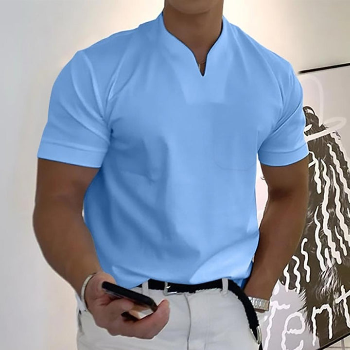 Declan | Men's Mandarin-Collar Short-Sleeve Polo Shirt