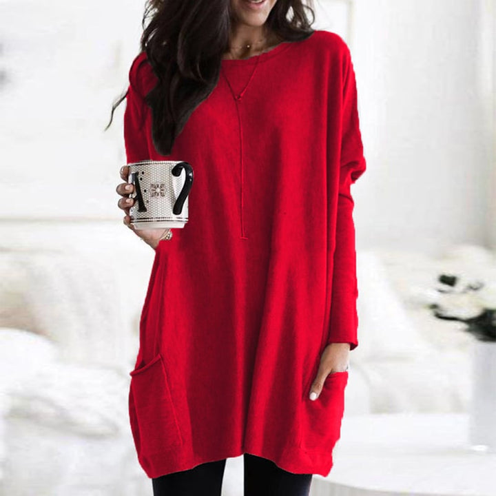 Delaney | Women's Oversized Patch Pocket Long Sleeve Tunic Sweater