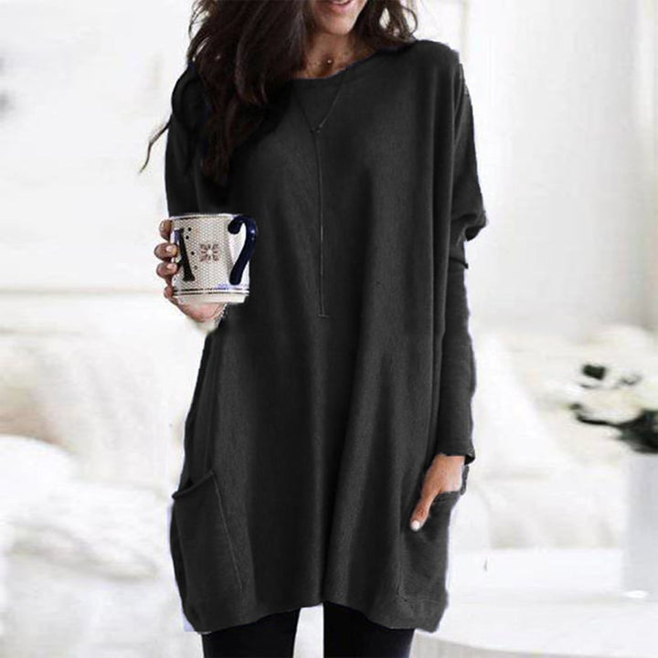 Delaney | Women's Oversized Patch Pocket Long Sleeve Tunic Sweater