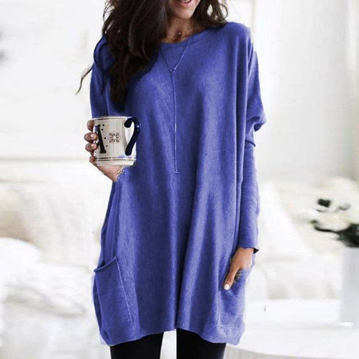 Delaney | Women's Oversized Patch Pocket Long Sleeve Tunic Sweater