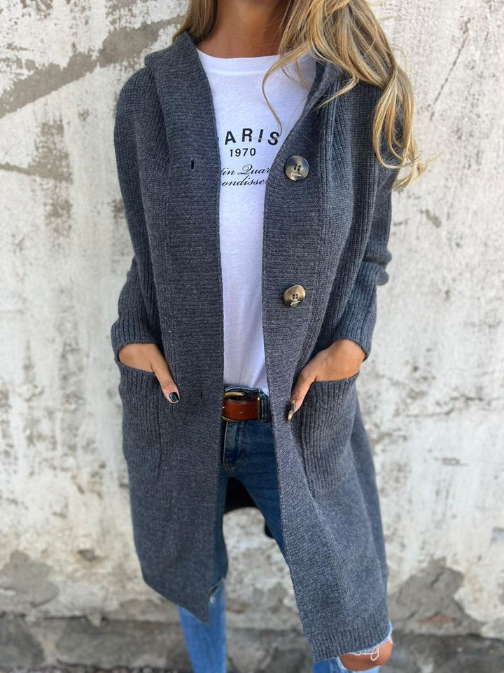 Delphine | Women's Hooded Button Front Longline Cardigan