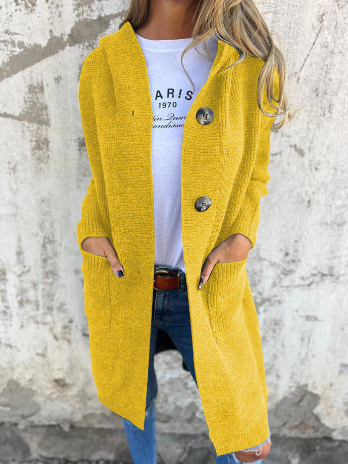 Delphine | Women's Hooded Button Front Longline Cardigan