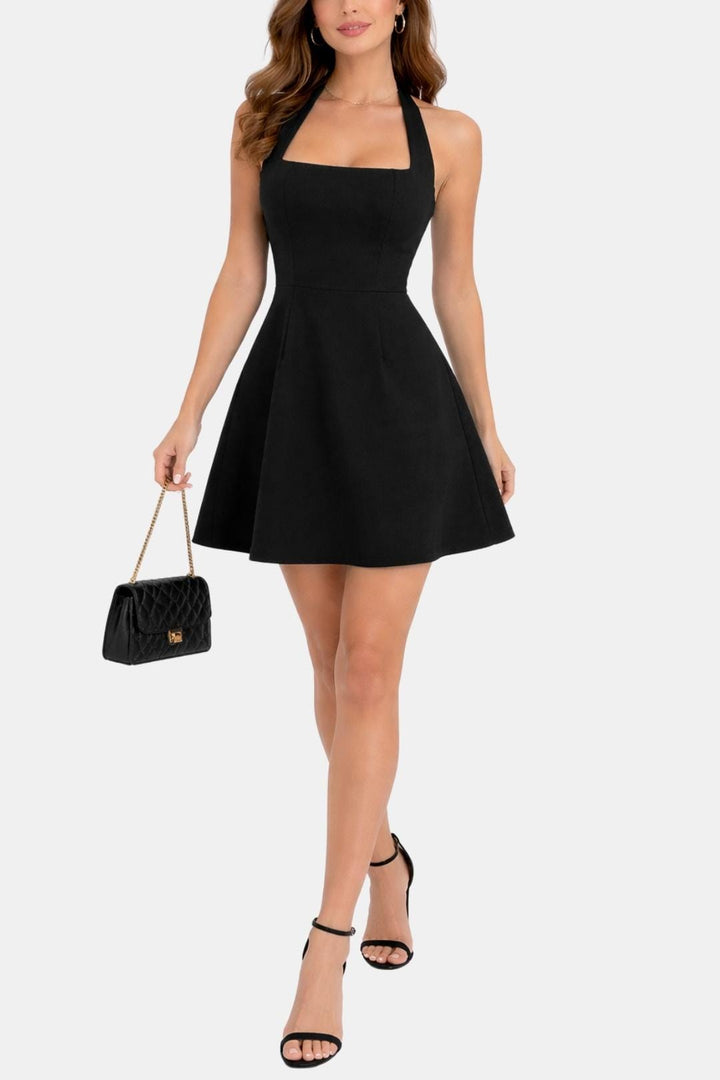Fiona | Women's Halter Neck Open Shoulder Homecoming Mini Dress