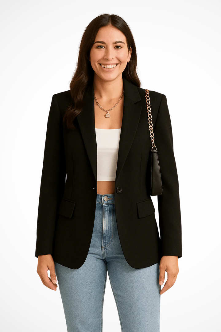Fiona | Women's Single Button Flap Pockets Fitted Blazer