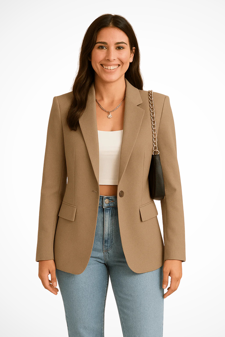 Fiona | Women's Single Button Flap Pockets Fitted Blazer
