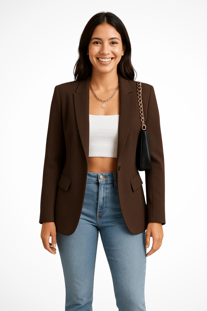 Fiona | Women's Single Button Flap Pockets Fitted Blazer
