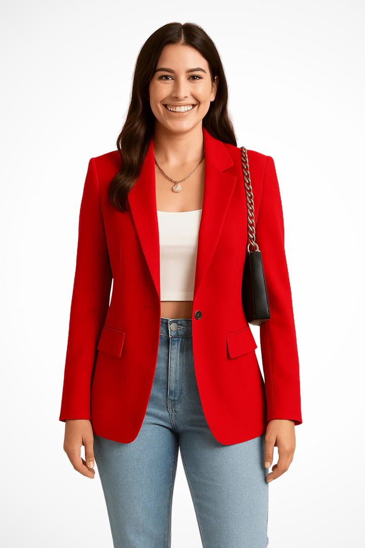 Fiona | Women's Single Button Flap Pockets Fitted Blazer