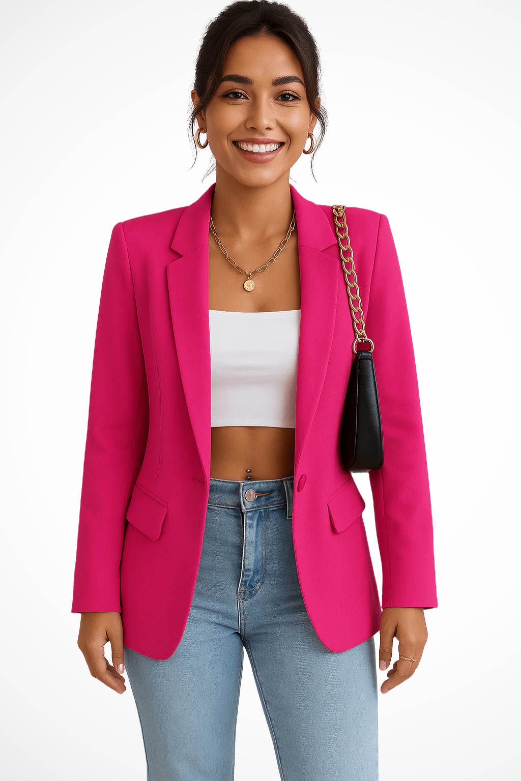 Fiona | Women's Single Button Flap Pockets Fitted Blazer