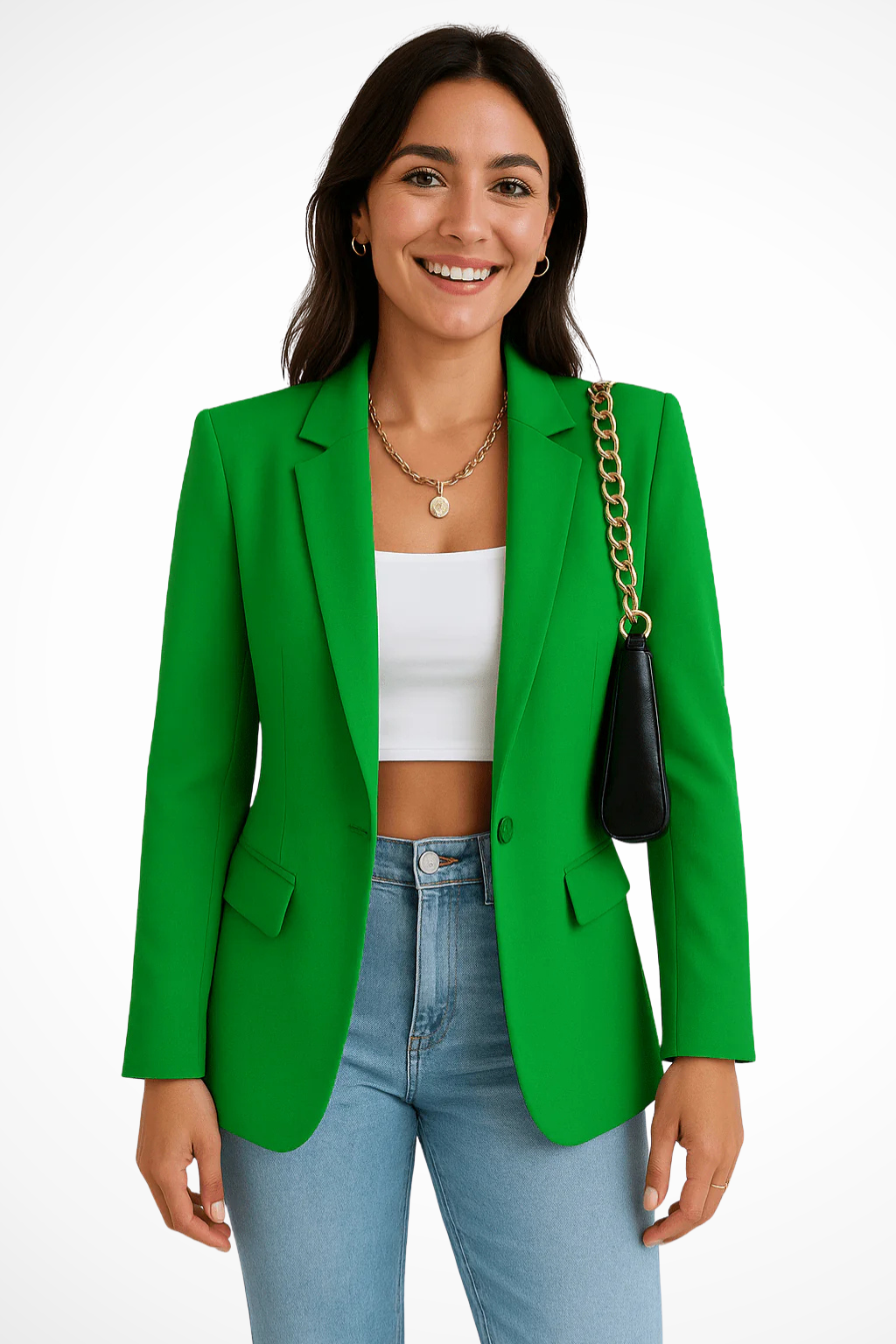 Fiona | Women's Single Button Flap Pockets Fitted Blazer