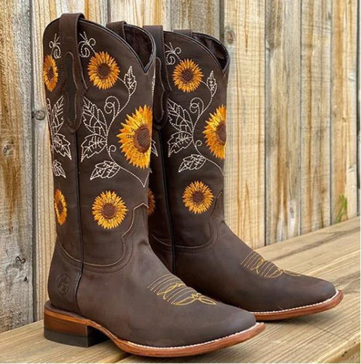 Flora | Women's Boho Knee-High Orthopedic Cowboy Boots