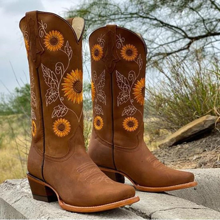Flora | Women's Boho Knee-High Orthopedic Cowboy Boots