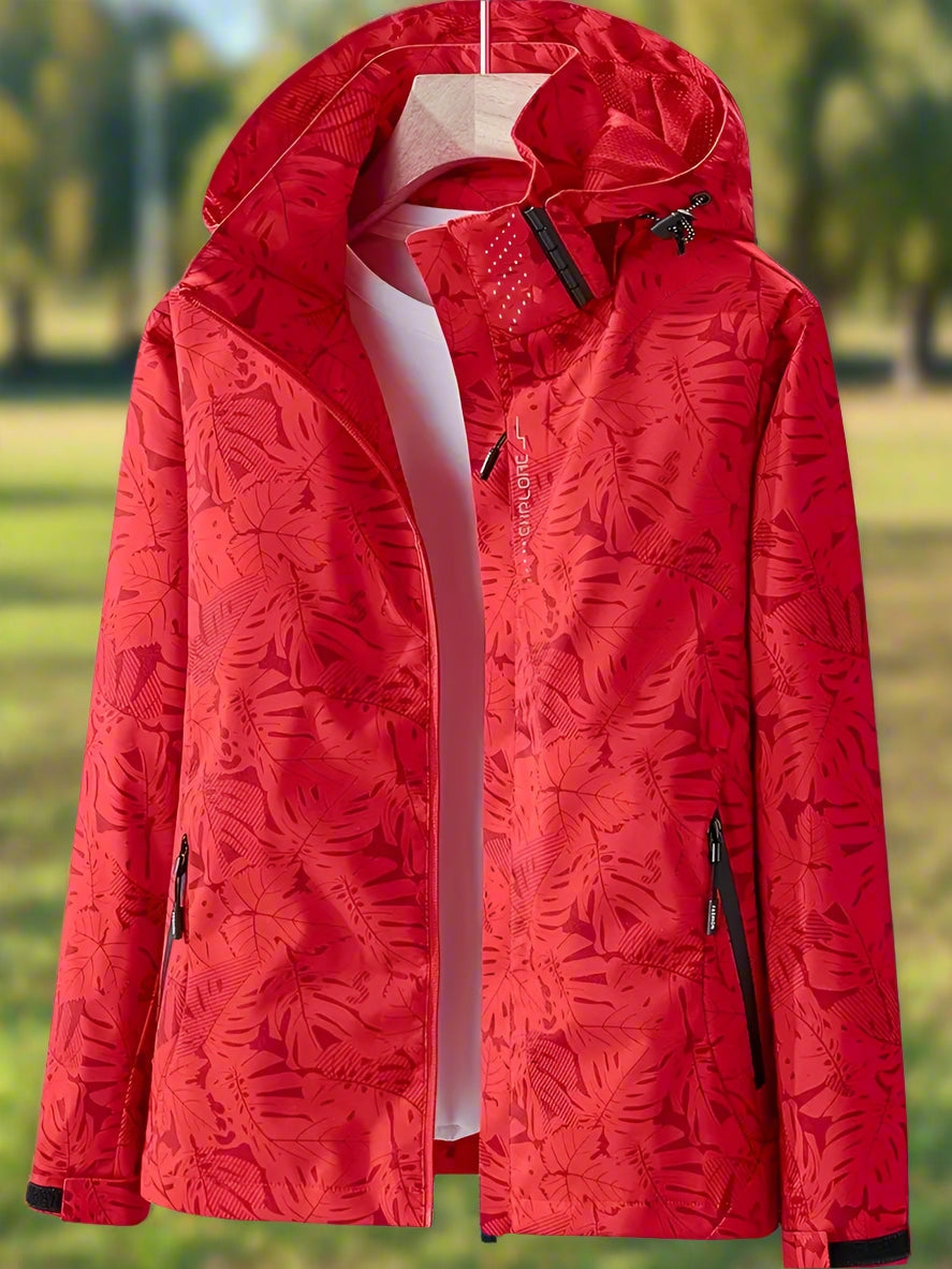 Flora | Women's Botanical-Print Zip Hooded Waterproof Rain Jacket
