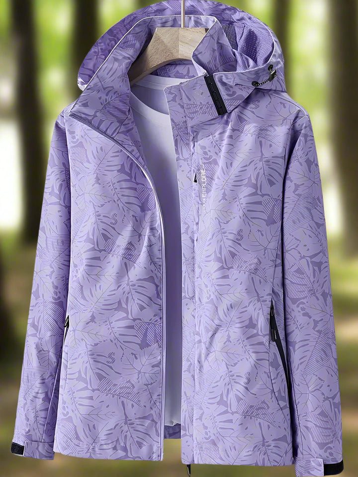 Flora | Women's Botanical-Print Zip Hooded Waterproof Rain Jacket