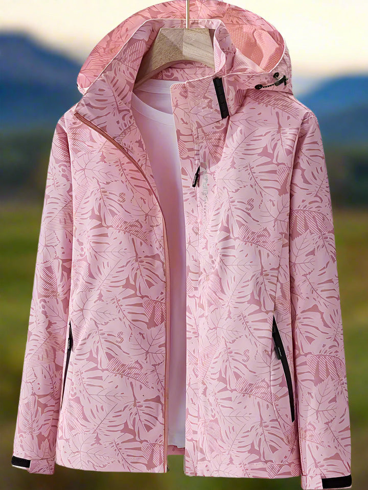 Flora | Women's Botanical-Print Zip Hooded Waterproof Rain Jacket